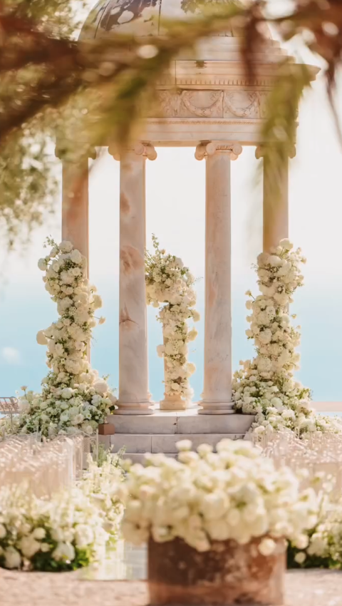 The marble temple, dressed in white